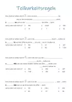 Vorschau - Arbeitsblätter - Teilbarkeitsregeln – Arbeitsblatt / Merkblatt - Seite 1