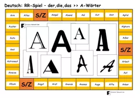 Vorschau - Spiele - A3-der,die,das - Spiel zu "A-Wörtern" mit Lösung - Deckblatt