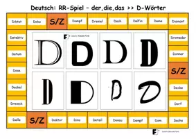 Vorschau - Spiele - A3- der,die,das - Spiel zu "D-Wörtern" mit Lösung - Deckblatt