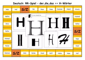 Vorschau - Spiele - A3- der,die,das - Spiel zu "H-Wörtern" mit Lösung - Deckblatt