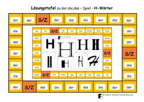 Vorschau - Spiele - A3- der,die,das - Spiel zu "H-Wörtern" mit Lösung - Seite 1