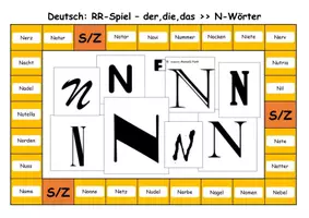 Vorschau - Spiele - A3- der,die,das - Spiel zu "N-Wörtern" mit Lösung - Deckblatt