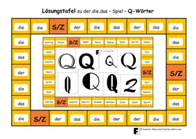 Vorschau - Spiele - A3- der,die,das - Spiel zu "Q-Wörtern" mit Lösung - Seite 1