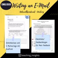 Vorschau - Arbeitsblätter - Writing an E-Mail - Aufgabe + Checkliste/Feedbackbogen - Deckblatt