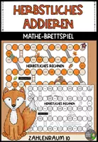 Vorschau - Arbeitsblätter - Brettspiel - Herbstliches Addieren im ZR 10 - Das Leiter- und Rutschenspiel - Deckblatt
