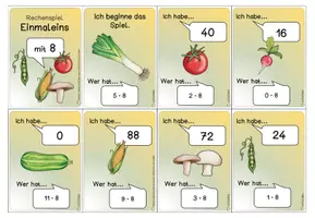 Vorschau - Spiele - Rechenspiel "Ich habe wer hat" Einmaleins mit 8 - Seite 1