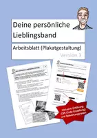 Vorschau - Arbeitsblätter - Stelle deine Lieblingsband vor - Plakat,Hörstationsrundgang - Deckblatt
