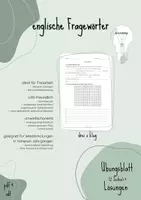 Vorschau - Arbeitsblätter - Englische Fragewörter (who, where, what, how,...) - Deckblatt