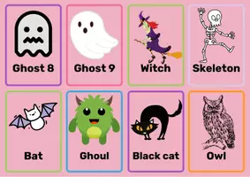 Vista previa - Tarjetas / Manipulativos - Ten timid ghosts characters flashcards - página 2