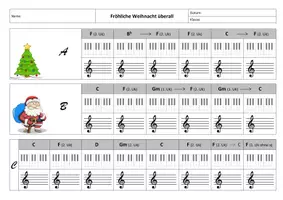 Vorschau - Arbeitsblätter - Fröhliche Weihnacht überall - Musizieren mit Dreiklängen (Weihnachtslied) - Seite 1