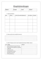 Vorschau - Lehrpläne/Lehrermaterial - Reflexion der Hospitation (Hospiationsbogen fürs Referendariat) - Seite 1