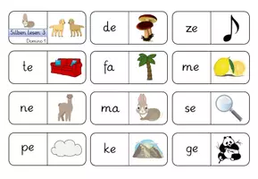 Vorschau - Spiele - Domino "Silben lesen 3" (Endsilben) - Seite 1