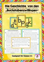 Vorschau - Arbeitsblätter - Buchstabenzwillinge - Eine Vorlesegeschichte mit Bildkarten zur Auslautverhärtung - Deckblatt