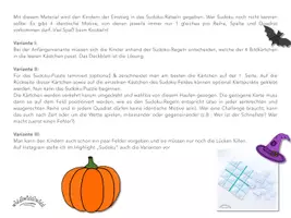 Vorschau - Arbeitsblätter - SUDOKU „HALLOWEEN“ in 6 verschiedenen Designs (auch schwarz-weiß zum Kopieren & Ausmalen): Gespenst, Kürbis, Fledermaus, Hexenhut (Anfänger & Sudoku-Puzzle) - Seite 1