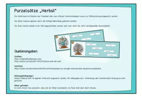 Vorschau - Arbeitsblätter - Purzelsätze Herbst mit Abschreibheft - Deckblatt