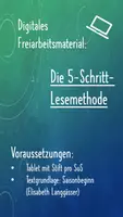 Vorschau - Arbeitsblätter - Digitale Freiarbeit zur 5-Schritt-Lesemethode - Deckblatt