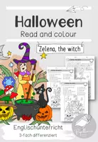 Vorschau - Arbeitsblätter - Halloween | Read and colour | Englisch | Zelena, the witch - Deckblatt