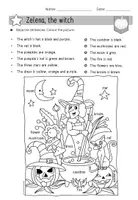 Vorschau - Arbeitsblätter - Halloween | Read and colour | Englisch | Zelena, the witch - Seite 1