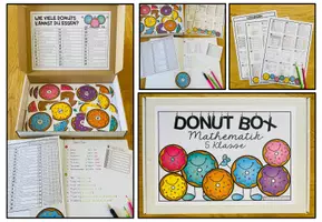 Vorschau - Fördermaterial/Inklusion - MATHEMATIK - DONUT BOX (5. Schulstufe) 36 Aufgabenkärtchen zum Jahresstoff - Seite 1
