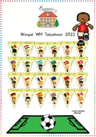 Vorschau - Präsentationen/Tafelbilder - WM-Teilnehmer 2022 - Wimpel/ Fußball WM - Deckblatt
