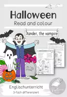 Vorschau - Arbeitsblätter - Halloween | Read and colour | Xander, the vampire - Deckblatt