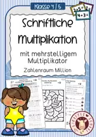 Vorschau - Unterrichtsreihen - Schriftliche Multiplikation bis 1.000.000 – Arbeitsheft mit mehrstelligem Multiplikator (Mathe Klasse 4/5) - Deckblatt