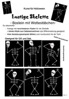 Vorschau - Mal- und Bastelvorlagen - Kunst für Halloween: Lustige Skelette (Wattestäbchen) - Deckblatt