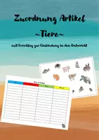 Vorschau - Arbeitsblätter - Cover Zuordnung Artikel Tiere - Deckblatt