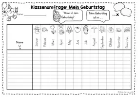 Vorschau - Arbeitsblätter - Klassenumfrage - Geburtstage/Monate (DaZ/DaF) - Seite 1