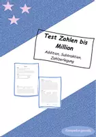 Vorschau - Arbeitsblätter - Test Zahlen bis Million Addition- Subtraktion - Zahlzerlegung --> Worddokument - Deckblatt