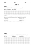Vorschau - Arbeitsblätter - Test Zahlen bis Million Addition- Subtraktion - Zahlzerlegung --> Worddokument - Seite 1