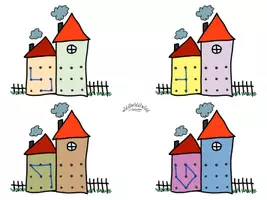 Aperçu - Feuilles d'exercices - Dessin Point à Point „MAISONS“ (avec une vidéo) - Page 3