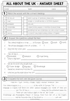 Vista previa - Hojas de trabajo - The United Kingdom - Reading Comprehension (2-times differentiated + Conversation Strips) - página 3