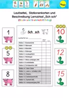 Vorschau - Stationenlernen - Alle Materialien zu "Sch sch" - schwarz-weiß und farbig (Druckschrift) - Seite 1