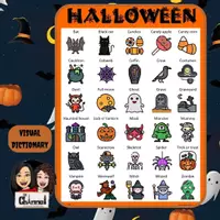 Vista previa - Decoración del aula - Halloween - 30 Words Visual Dictionary - Portada