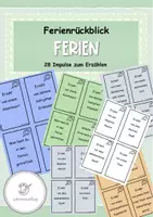 Vorschau - Aufgabenkarten - 28 Impulse um über die Ferien zu sprechen - Ferienrückblick (hellblau) - Deckblatt