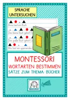 Vorschau - Arbeitsblätter - Wortarten bestimmen nach Montessori. Sätze zum Thema: Bücher. - Deckblatt