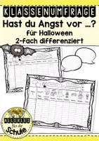 Vorschau - Arbeitsblätter - Klassenumfrage - Halloween: Hast du Angst vor...? (DaF/DaZ) #huhuhalloween - Deckblatt