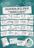Vorschau - Arbeitsblätter - Ausmalbilder Malvorlagen "Märchen" / Märchen-Szenen - Deckblatt