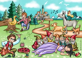 Vorschau - Unterrichtsreihen - Wimmelbilder Suchbilder "Märchen" / Märchen-Szenen Panorama - Seite 1