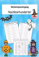 Vorschau - Arbeitsblätter - Rechenspaziergang Nachbarhunderter (Halloween) - Deckblatt