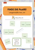 Vorschau - Stationenlernen - Finde die Paare! mm cm Längenmaße - Deckblatt