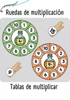 Vista previa - Tarjetas / Manipulativos - Practicar la multiplicación: Ruedas de multiplicación (pociones) - Portada