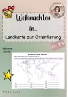 Vorschau - Arbeitsblätter - Weihnachten in... - Landkarte zu den unterschiedlichen Ländern - Deckblatt