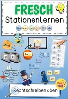 Vorschau - Unterrichtsreihen - FRESCH Methode / Stationenlernen / Rechtschreibstrategien / Rechtschreibung - Deckblatt