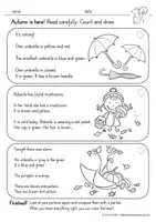 Aperçu - Feuilles d'exercices - read and colour - English / Anglais autumn / fall - Page 1