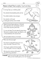 Aperçu - Feuilles d'exercices - read and colour - English / Anglais autumn / fall - Page 2