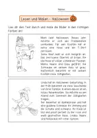 Vorschau - Arbeitsblätter - Lesen und Malen Halloween FREEBIE - Seite 1