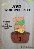 Vorschau - Aufgabenkarten - JESUS: BROTE UND FISCHE - ADDITION UND SUBTRAKTION BIS 12 - Seite 1