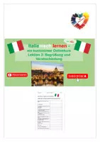 Vorschau - Arbeitsblätter - Italienisch lernen mit Allie Lektion 2 Begrüßen und verabschieden Folien Vokabelliste Arbeitsblatt mit Lösung - Deckblatt